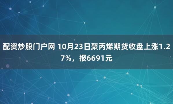 配资炒股门户网 10月23日聚丙烯期货收盘上涨1.27%，报6691元